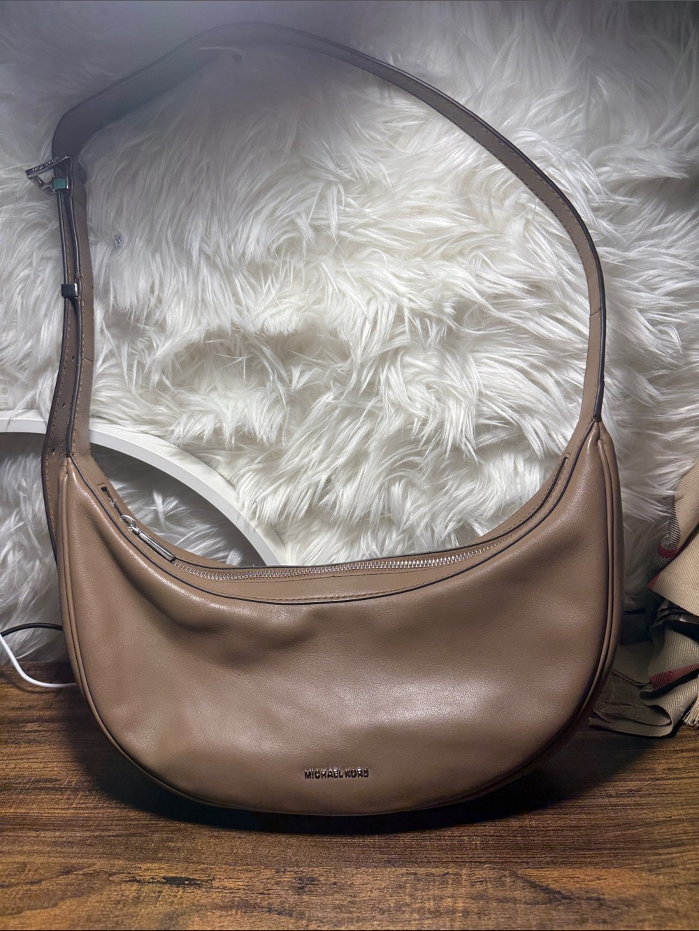 Michael Kors Brown Leather Crescent Shoulder Bag